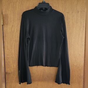 Nasty Gal Black Ribbed Turtleneck Top